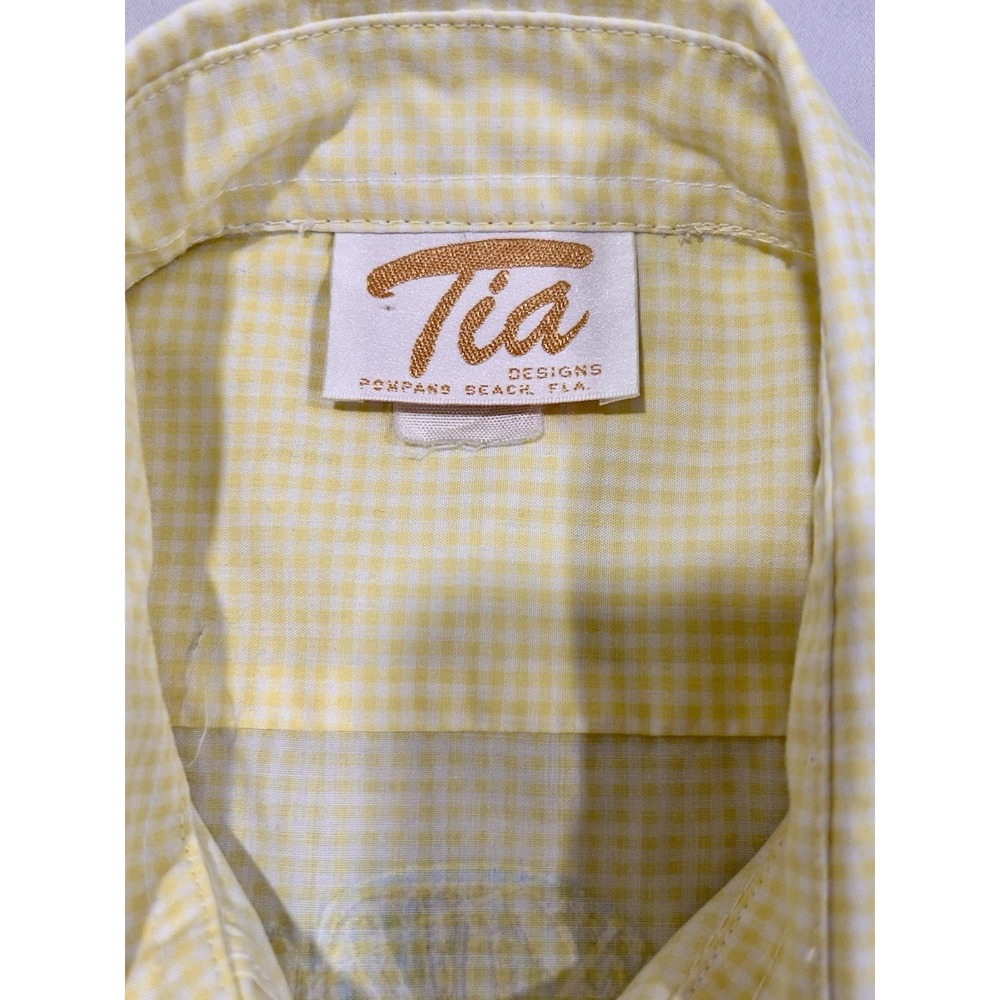 Tia Designs Pompano Beach Vintage Yellow Gingham Sea Life Appliques Small Blouse - Picture 11 of 13